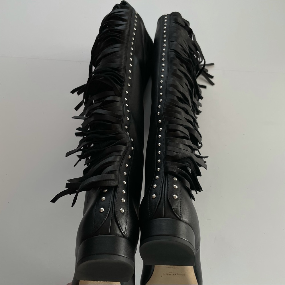 Saint Laurent Dana fringe stud knee high boots leather 8 - Picture 9 of 14